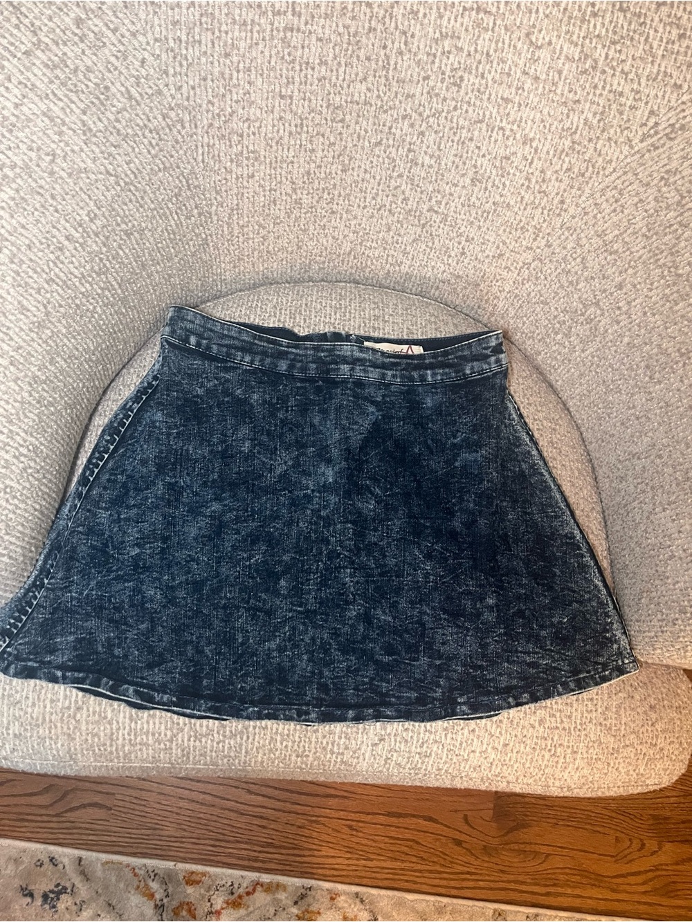 Acid-Wash Black Denim Skater Skirt
